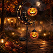 Solar Halloween Black Cat Garden Stake Light, Pumpkin Moon Yard Decor，Solar-Powered Halloween Garden Stake with Glowing Pumpkin, Black Cat and Moon Design Festive Outdoor Yard Lawn Pathway Decor