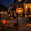 Solar Halloween Black Cat Garden Stake Light, Pumpkin Moon Yard Decor，Solar-Powered Halloween Garden Stake with Glowing Pumpkin, Black Cat and Moon Design Festive Outdoor Yard Lawn Pathway Decor