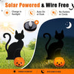 4 Set Halloween Solar Pumpkin Cat Pathway Light, Outdoor Stake Decor | Halloween Black Cat Yard Stakes, Pumpkin Pathway Candles Lights, Wire Free Waterproof, Garden Patio Yard Lawn Outdoor Decor