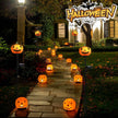 Halloween Pumpkin Pathway Solar Lights Handblown Glass Halloween Jack O Lantern Yard Display Solar LED Outdoor Décor Front Porch Decor 2 Pack, Orange