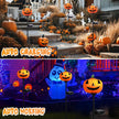 Halloween Pumpkin Pathway Solar Lights Handblown Glass Halloween Jack O Lantern Yard Display Solar LED Outdoor Décor Front Porch Decor 2 Pack, Orange