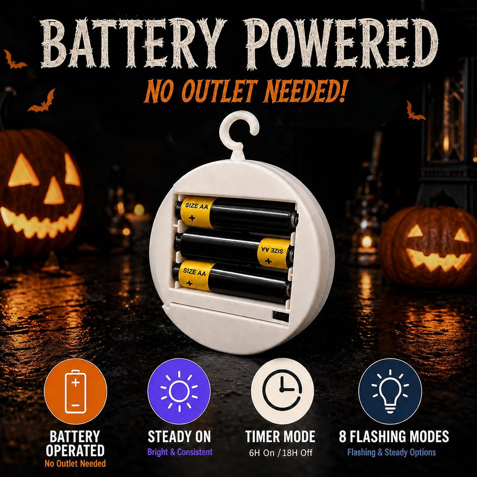 Halloween Window Lights, 3 Pack Pumpkin, Spider, Witch Hat Lights | Halloween Decoration Lights, 2026 Upgraded Dyed Design, 8 Flashing Modes, Timer, Battery Operated, Suction Cup, Indoor Lights
