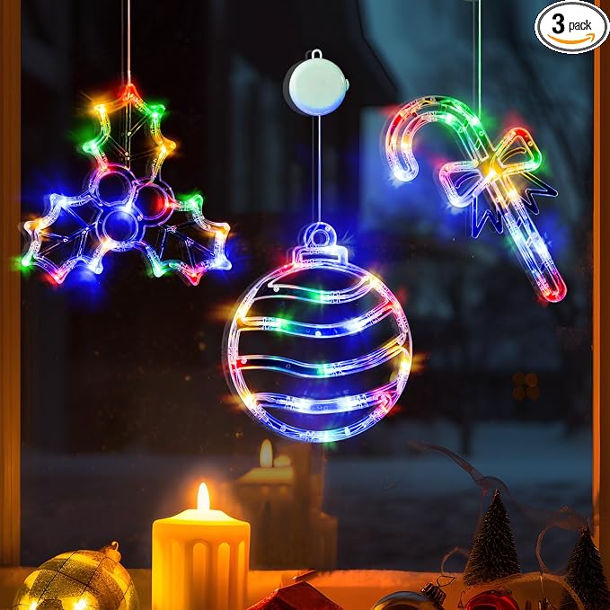 Halloween Window Lights, 3 Pack Pumpkin, Spider, Witch Hat Lights | Halloween Decoration Lights, 2026 Upgraded Dyed Design, 8 Flashing Modes, Timer, Battery Operated, Suction Cup, Indoor Lights