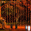 Orange Halloween Curtain Lights with Remote