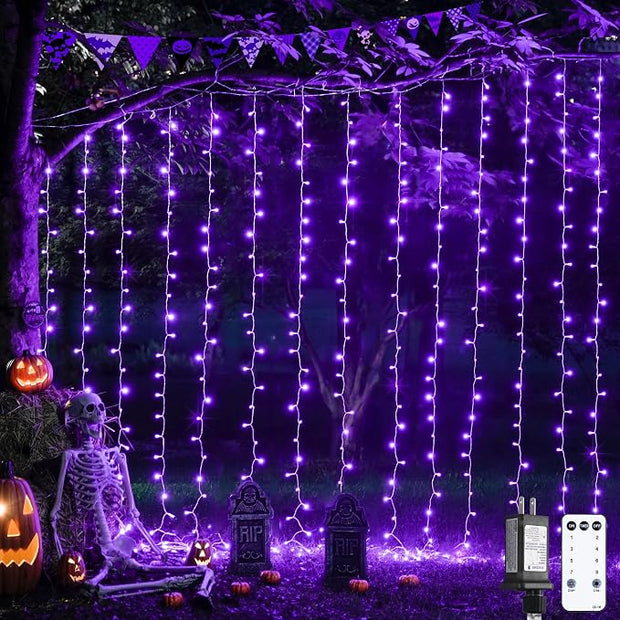 Orange Halloween Curtain Lights with Remote