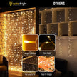 LED Curtain Lights, Plug in Fairy Curtain Lights for Bedroom, Christmas Hanging String Lights Outdoor for Window Backdrop Wall Wedding Patio Indoor Dorm Party Decor, Warm White