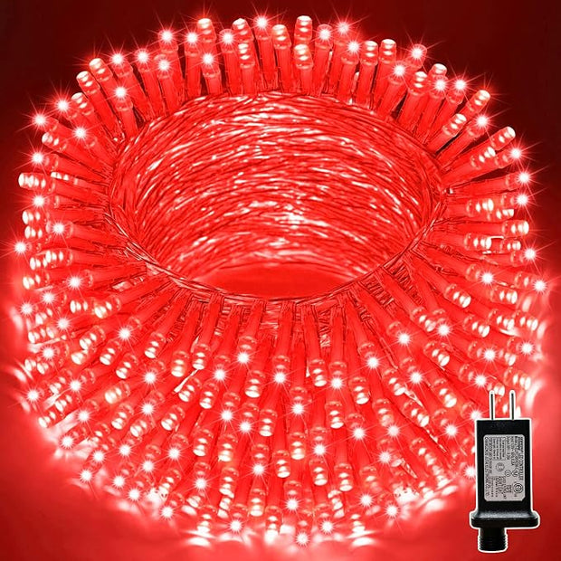 165ft Halloween Lights, 500 LED Transparent Wire Fairy Starry String Light Plug in, 16Lighting Modes for Indoor Outdoor Xmas Tree Wedding Party Decoration