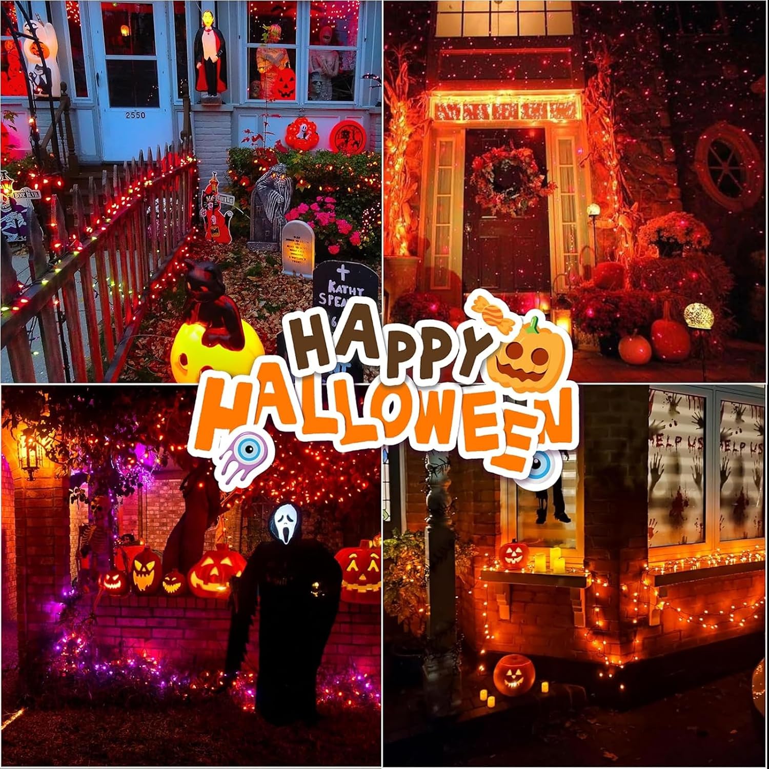 165ft Halloween Lights, 500 LED Transparent Wire Fairy Starry String Light Plug in, 16Lighting Modes for Indoor Outdoor Xmas Tree Wedding Party Decoration