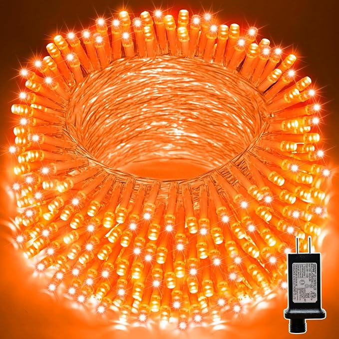 165ft Halloween Lights, 500 LED Transparent Wire Fairy Starry String Light Plug in, 16Lighting Modes for Indoor Outdoor Xmas Tree Wedding Party Decoration