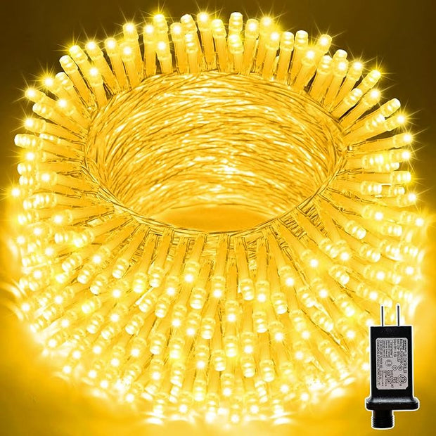 165ft Halloween Lights, 500 LED Transparent Wire Fairy Starry String Light Plug in, 16Lighting Modes for Indoor Outdoor Xmas Tree Wedding Party Decoration