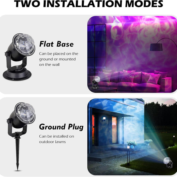 Christmas Halloween Projector Lights Outdoor, Projector Lights Outdoor Decorations for Yard, 15 Colors Water Wave Ocean Effect Night Lights Projector, Waterproof, Remote, Timing