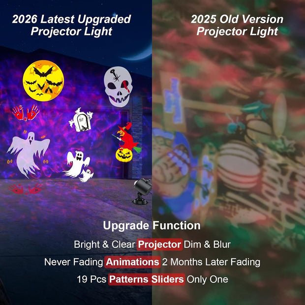 2026 Brighter Halloween Projector Lights,FLITI 19HD Slide (Ocean Wave & Patterns),11 Themes Waterproof Holiday Projector with Remote for Halloween,Christmas Decorations Outdoor or Indoors